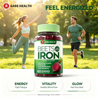 Gummies de Vitamines Fer et Betterave OEM Marque Privée, 60 Unités, Saveur Cerise, Faible Teneur en Sucre, Pour Adultes et Femmes, Améliore l'Énergie et la Nutrition, Contre l'Anémie