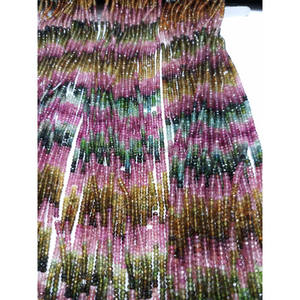 Perles rondes facettées en tourmaline naturelle multicolore 3-4,5 mm, longueur 12,50 pouces, qualité AA+, 2 brins, MOQ, fabrication de bijoux - Product Image 6