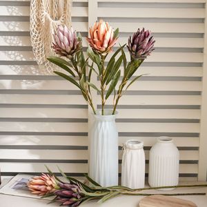 Fleur artificielle Yanyudu King Protea rose, bordeaux, orange, décoration intérieure, arrangement en vase, décoration de la maison - Product Image 1