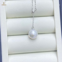 Collier pour femme en argent S925 avec pendentif en perle d'eau douce de luxe de forme ronde Edison, couleur violet clair
