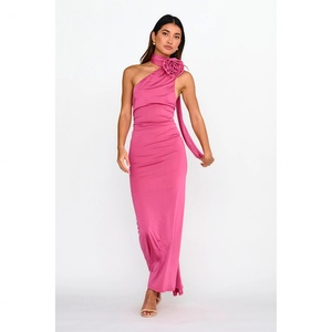 เดรสไหมพรมสีเขียวประดับลูกปัดแบบสายเดี่ยว ยาวปานกลาง แขนกุด ดีไซน์หรูหรา เซ็กซี่ สไตล์ลำลอง สำหรับฤดูร้อน ขายส่ง - Product Image 1