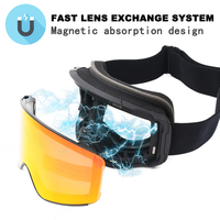 Lunettes de ski magnétiques sans monture, anti-buée, avec logo personnalisé, pour sports de neige, snowboard et motoneige