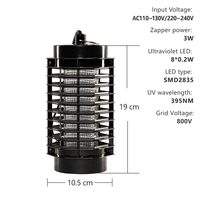 Lampe anti-moustiques UV LED 1,5 m 120 V/220 V en ABS, 8 pièces, noire, pour salle à manger, certifiée CE, marché UE, à semi-conducteurs
