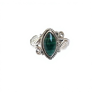 Bagues en argent sterling 925 de haute qualité en malachite pour femmes, sertissage clos, technologie d'incrustation, style bohème, pour anniversaire - Product Image 2