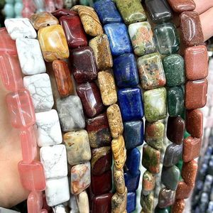 13x18 мм Прямоугольный Хрустальный Агат нефритовый бирюзовый Свободный бисер из натурального камня для изготовления украшений - Product Image 1