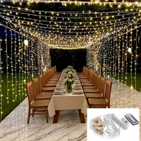 Guirlande lumineuse solaire/USB 8 modes, design cascade étoilée, pour extérieur, fête, jardin, cour, mariage, anniversaire, décoration