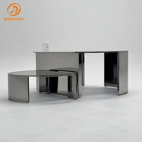 Meubles de salon table basse avec dessus en verre ensemble de table basse ronde noire luxe moderne