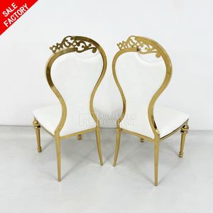 Silla moderna de lujo de acero inoxidable para bodas y eventos, silla con patas de acero inoxidable y cojín de cuero blanco - Product Image 5