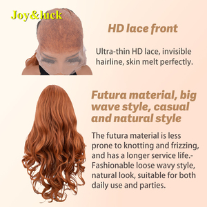 <span class=keywords><strong>Perruque</strong></span> synthétique HD Lace Front Futura, longue, ondulée, couleur gingembre-orange, résistante à la chaleur, sans colle, pour femmes, usage quotidien et fêtes - Product Image 2