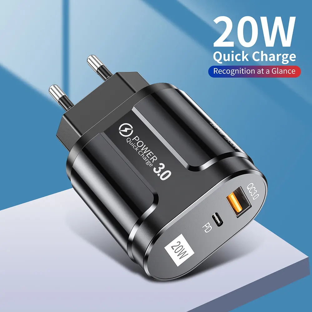 qc 3.0 charger adapter fast charging for iphone charger 20w adapter eu us uk chargeur 20w wall charger type c cargador de pared