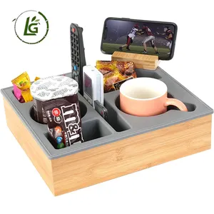 LEGEND Hot Sale Couch Sofa Armrest Snack Tray Console Coaster Organizer Buddy Bamboo Couch Cup Holder For Counter Top