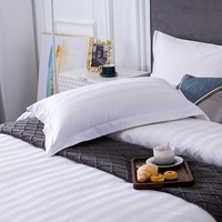 Parure de lit rayée 4 pièces pour hôtel, ensemble de draps en coton doux avec drap-housse, drap plat et taies d'oreiller, ensemble de textiles de maison