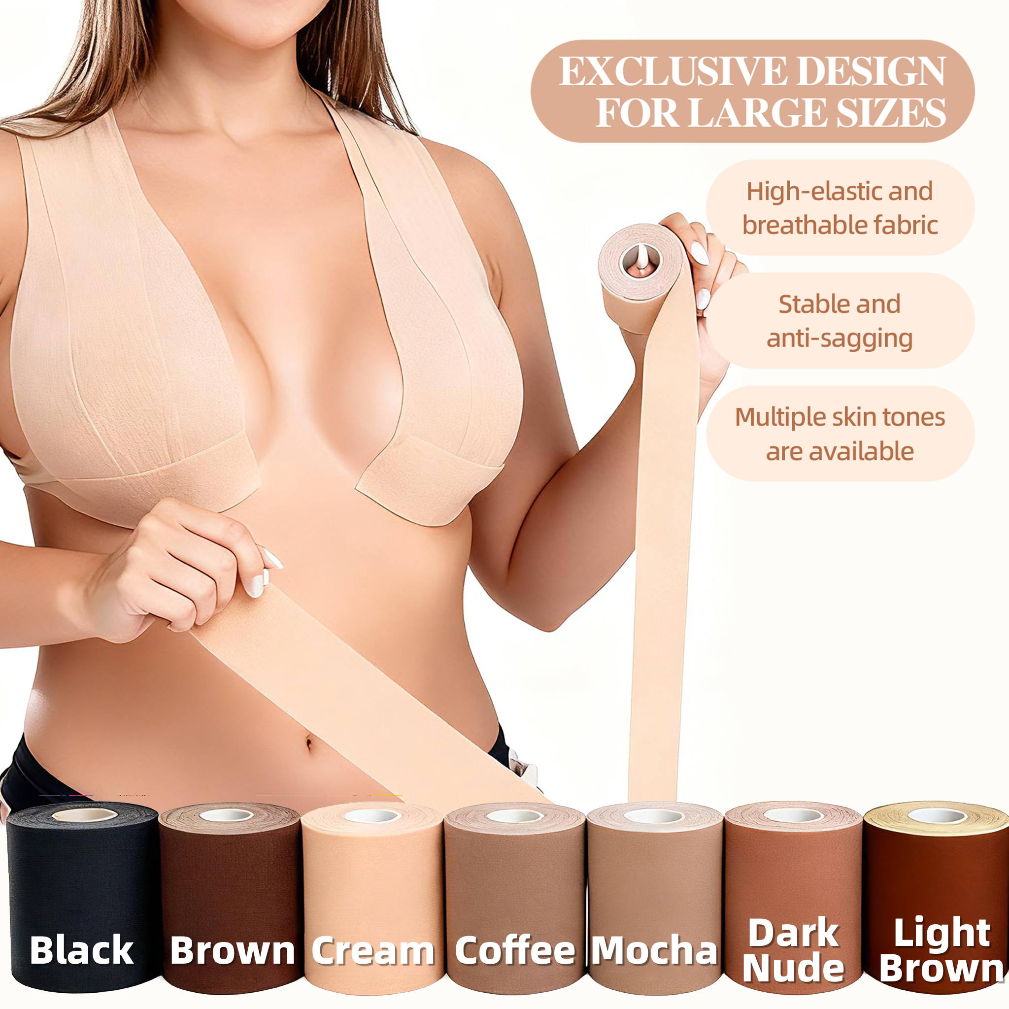 Plus Size Boob Tape - Instant Breast Lift & Nipple Covers