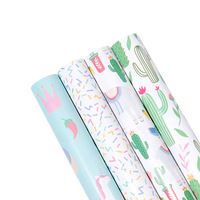 Taille personnalisée Saint Valentin petit Cactus licorne frais imprimé enduit artisanat autocollants en papier d'emballage cadeau pour l'emballage de cadeau