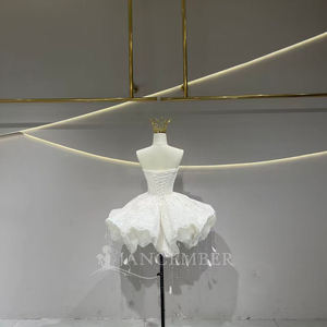 Jfh77 Vestido de Novia Corto con Lentejuelas 3D y Encaje, sin Tirantes, Ideal para Fiestas, Diseño Exclusivo Jancember, Gran Venta - Product Image 4