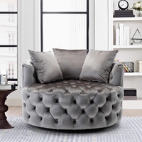 Fauteuil de détente rotatif en tissu américain avec bouton de traction, canapé rond paresseux pour grand salon, réglable pour le mobilier de maison