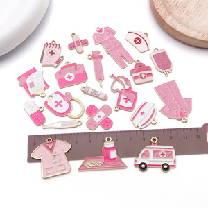 Pendentif en alliage rose effet goutte d'huile pour la Journée des infirmières, accessoires de bijoux DIY, pendentif véhicule d'urgence médical, porte-clés, petit pendentif à suspendre à la main - Product Image 4