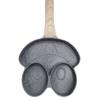 Poêle à petit-déjeuner multifonction en aluminium moulé sous pression antiadhésive à 3 cavités en forme de grenouille pour œufs et crêpes