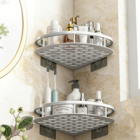 Estante Organizador Adhesivo de Pared de 2 Niveles para Baño, Soporte Multiusos para Ducha y Esquinas, Kit de Almacenamiento