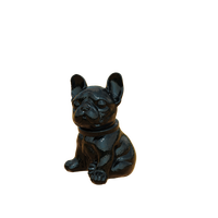 Pot de rangement en céramique OEM/ODM personnalisé, peint à la main, bouledogue français noir, figurine animale moderne, conteneur en porcelaine de marque, cadeau