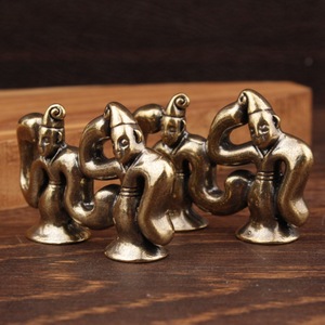Figuras Decorativas de Latón, 4 Piezas, Estilo Chino, Adorno de Mesa, Pequeñas Figuras Felices - Product Image 3
