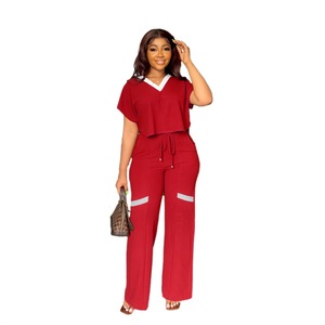 Completo Formale Estivo da Donna in 3 Pezzi, Camicia a Maniche Corte Stampata, Pantaloni a Vita Alta e <span class=keywords><strong>Gamba</strong></span> Larga - Product Image 6
