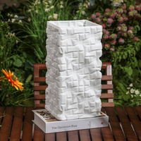 Vase en céramique imprimé par 3D d'art carré géométrique minimaliste blanc de luxe de Morden pour la décoration à la maison