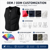 Gilet de protection personnalisé en néoprène pour adulte avec fermeture éclair frontale pour sports nautiques (Wakeboard, Surf, Jet Ski)