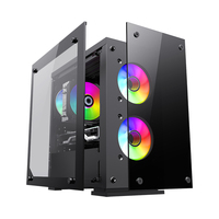 GAMEMAX M65 Mid Tower MicroATX Computer Case with Double Tempered Glass Fan-Cooled Audio Front Ports-Stock