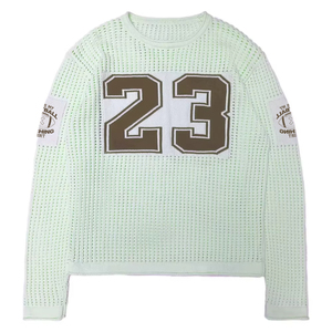 Mode personnalisée pull-over boxy surdimensionné en jersey à manches longues tricoté en coton jacquard pull de rugby col rond pour l'hiver streetwear - Product Image 5