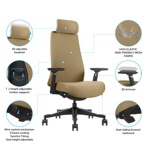 Chaise de bureau exécutive haut de gamme neuve en maille pivotante confortable, chaise de travail ergonomique rembourrée inclinable pour directeur et conférence - Product Image 6