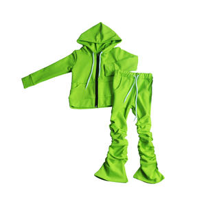 ชุดวอร์มเด็กชายและเด็กหญิง กางเกงขายาวแบบสแต็ค เสื้อฮู้ดผ้าฟลีซ ชุดแทรคสูท เสื้อผ้าเด็ก ชุดจ็อกเกอร์ ชุดกางเกงขายาวแบบสแต็คสำหรับเด็กผู้หญิงสำหรับฤดูหนาว - Product Image 6