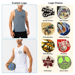 Camiseta sin mangas clásica con logo personalizado OME para hombre, superelástica, para entrenamiento, fitness, gimnasio. - Product Image 2