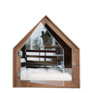 Modern dog and cat house with acrylic door Wood Dog crate furniture Indoor Dog House