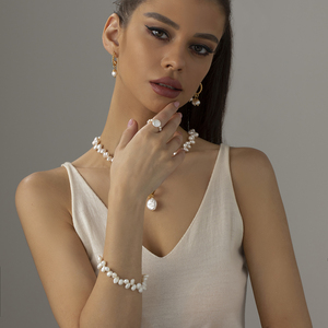 Bộ Trang Sức Mạ Vàng Thời Trang Mới 2022 Quà Tặng Cho Nữ Vòng Cổ Ngọc Trai Đám Cưới Vòng Tay Hoa Tai Bộ Sang Trọng Tiệc Tiệc Tùng - Product Image 4