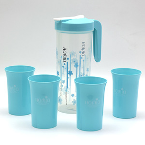 Homio 1.5L Plastic Water Pitcher Set With 4 <b>Cups</b> Portable <b>Cold</b> Water Kettle For Home And Picnic Use - Product Image 1