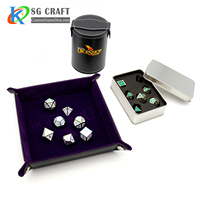Dés à jouer en métal personnalisés de haute qualité, logo métallique personnalisé, impression sérigraphique, 7 pièces, dés polyédriques en tungstène avec boîte en métal
