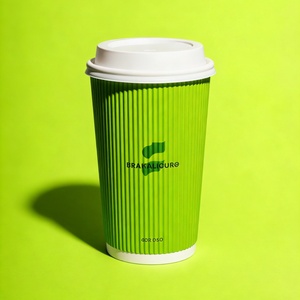 Vasos de Papel Desechables Ecológicos de Doble Pared, Impermeables, de Grado Alimenticio, para Bebidas Calientes, Bebidas Carbonatadas, Agua Mineral, Diseño Ondulado - Product Image 4