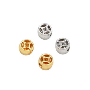 18k real gold hollowed-out coin <b>bracelet</b> with copper coin spacer beads, lucky charm beads, <b>red</b> rope <b>bracelet</b> with matching - Product Image 5