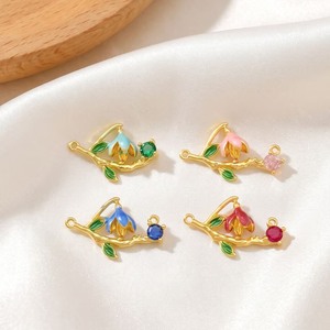 Accessori Fai da Te per Gioielli: Ciondolo a Forma di Fiore <span class=keywords><strong>Campanula</strong></span> dei Dodici Fiori di Nascita, Placcato Oro 18K su Rame, per Collana e Bracciale - Product Image 1