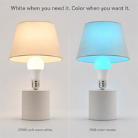 Ampoule LED RGB 9W pour contrôle via application intelligente, douille E27, interrupteur en plastique, réflecteur, alimentation CA, intensité variable, garantie 2 ans, pour chambre à coucher