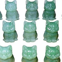 Figurine d'animal assis en Aventurine Verte Naturelle, Artisanat en Cristal, Ornement pour la Décoration de la Maison, du Bureau et comme Cadeau ou Présentoir