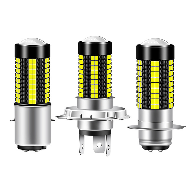 12V Motorbike Headlamp H6 Led Motorcycle Headlight H4 High Low Beam Ba20d 8W Bulb P15D 126SMD White