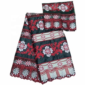Tissu <span class=keywords><strong>Bazin</strong></span> africain brodé en dentelle de coton, haute qualité, H & D, nouvelle collection - Product Image 4