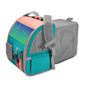 <b>Foldable</b> Colorful Pet <b>Backpack</b> For Dogs And Cats Portable Expandable Pet Bag 18000 Capacity Gray Iridescent Blue - Product Image 1
