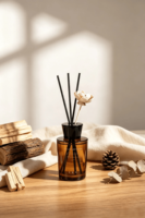 Bouteille diffuseur de parfum en verre vert avec boîte vide 100ml pour marque de parfum d'ambiance naturel, vente en gros et cadeau