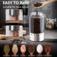 Rechargeable Electric Salt Pepper Grinder Stainless Steel Blades Push Button Controls Single/Double Pack Adjustable Coarseness