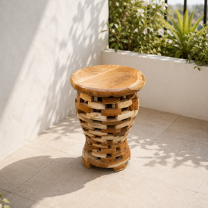 Fauteuil de loisirs en teck fait main, durable, minimaliste, motif nid d'oiseau concave, design sculptural pour salon, villa et hôtel - Product Image 2