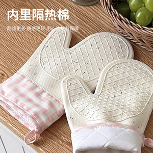 Gants en silicone résistants à la chaleur, anti-brûlure et antidérapants, gants de cuisine rembourrés en coton, gants en silicone épais pour la pâtisserie - Product Image 5