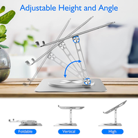 Support d'ordinateur portable pliable en alliage d'aluminium au design moderne avec rotation réglable à 360° pour bureau